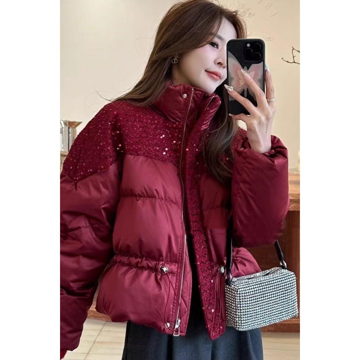 2024新款红色冬季小香风立