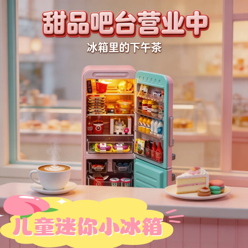 微缩食玩迷你小冰箱球过家家女