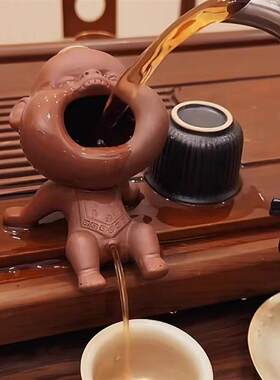 趣味紫砂尿童子茶宠家可养撒尿娃娃茶玩茶台摆件装饰喷水茶壶茶趣