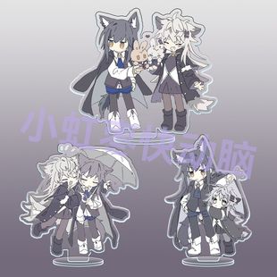 明日方舟双狼德克萨斯和拉普兰德可爱互动周边亚克力立牌桌面摆件