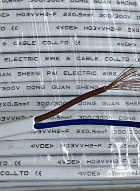 VDE欧标H03VVH05VVH2-F2芯1平方电源线插头配电线扁护套电缆线CE