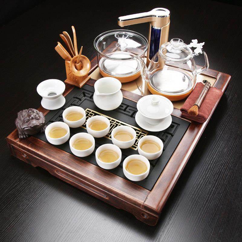 茶具套装家用办公小型石茶盘整套全自动一体玻璃煮茶泡茶用品组合
