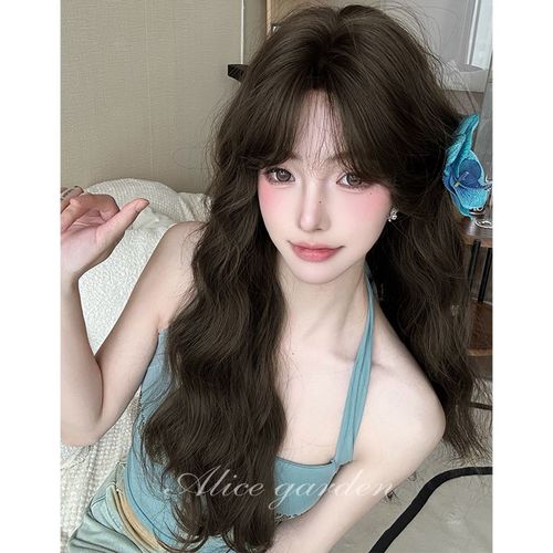 AG假发女长发网红lolita《赫本的猫》减龄中分长卷发jk修脸全头套