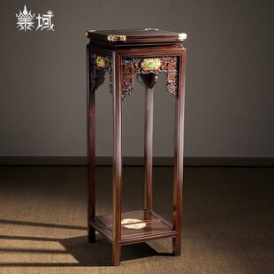 《宫廷花架》红木客厅置物架 酸枝木中I式实木花架置物盆景架边几