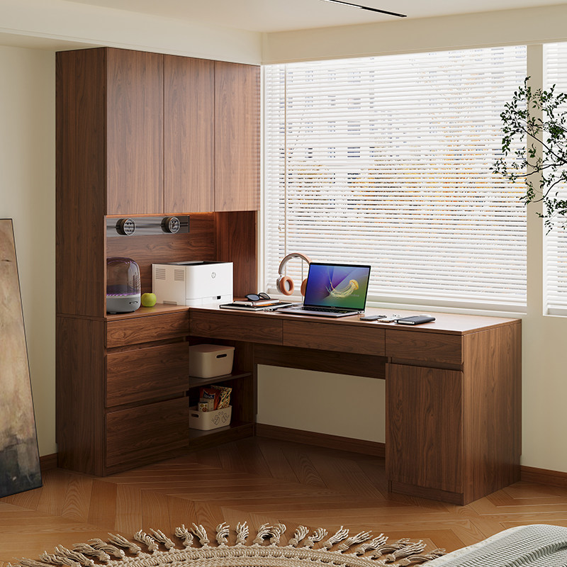 定制橡木书桌书柜一体靠墙转角儿童写字桌全实木书架学习桌电脑桌,住宅家具,连体书桌柜,淘宝优惠券,粉丝福利购,淘宝优惠卷