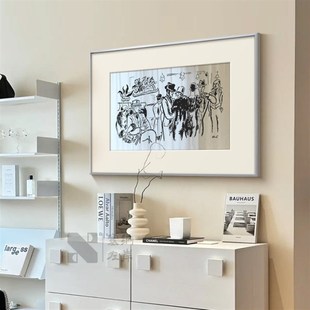 客厅镜子装 轻法式 饰画抽象艺术高级感房间镜面挂画 时光镜影