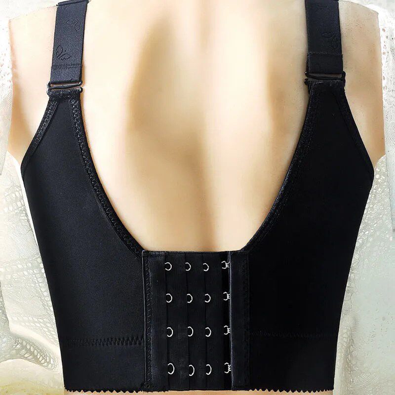 有钢圈大码薄款文胸罩 纯色光面无痕U型美背聚拢上托内衣女四排扣