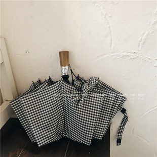 格子控bi入 心头爱 全自动雨伞黑胶防晒晴雨两用伞 禁欲系 ooahz