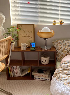 床边置物架落地网红床头格子柜卧室靠墙矮柜陈列架展示柜简易书架