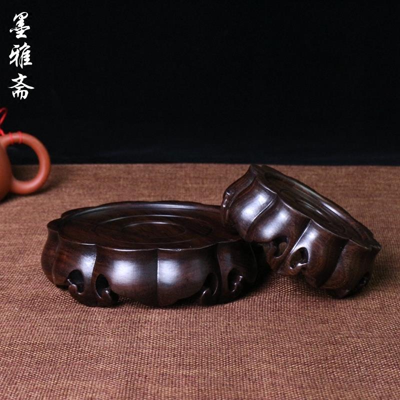 黑梓木圆形底座实木盆景底座紫砂壶花瓶摆件底托工艺品木架底垫