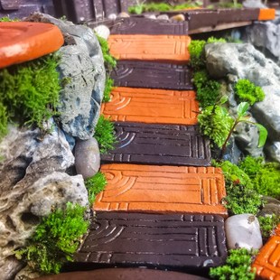 鱼缸造景砖块台阶微景观小陶砖石板长方形青砖微缩地板砖装饰配件