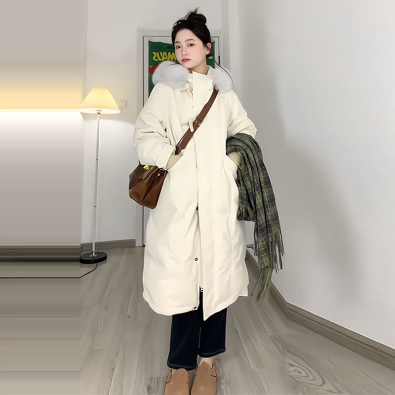 韩国高级感中长款大毛领羽绒棉袄女2024年M冬季新款超好看洋气棉