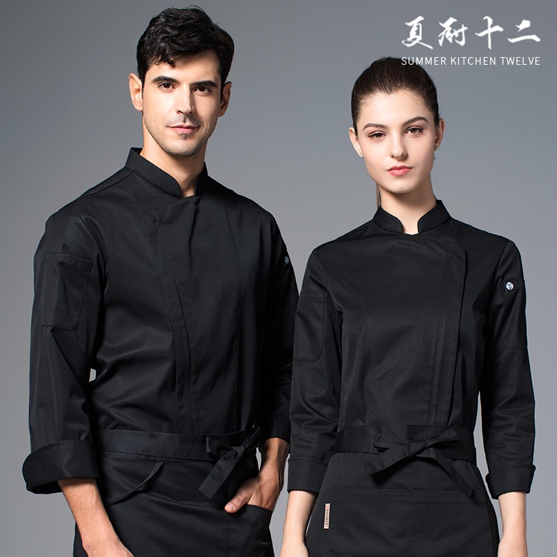 厨师服长袖酒店餐饮厨房工作服西餐厅拉链厨师长饭店主厨工衣