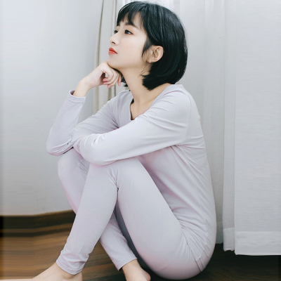 秋衣秋裤女套装薄款少女保暖内衣学生棉毛衫印花秋衣亲肤打底