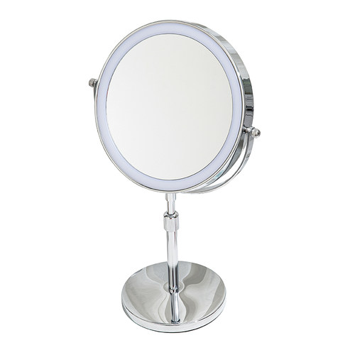 忆美 化妆镜带灯台式LED双面镜桌面梳妆镜便携手持镜放大美妆镜子