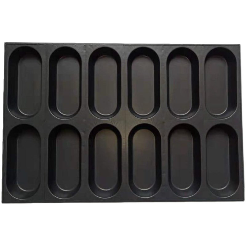 商用12连长条椭圆烤鸡蛋不粘模具 掉渣饼煎蛋盘 面包汉堡烘焙烤盘