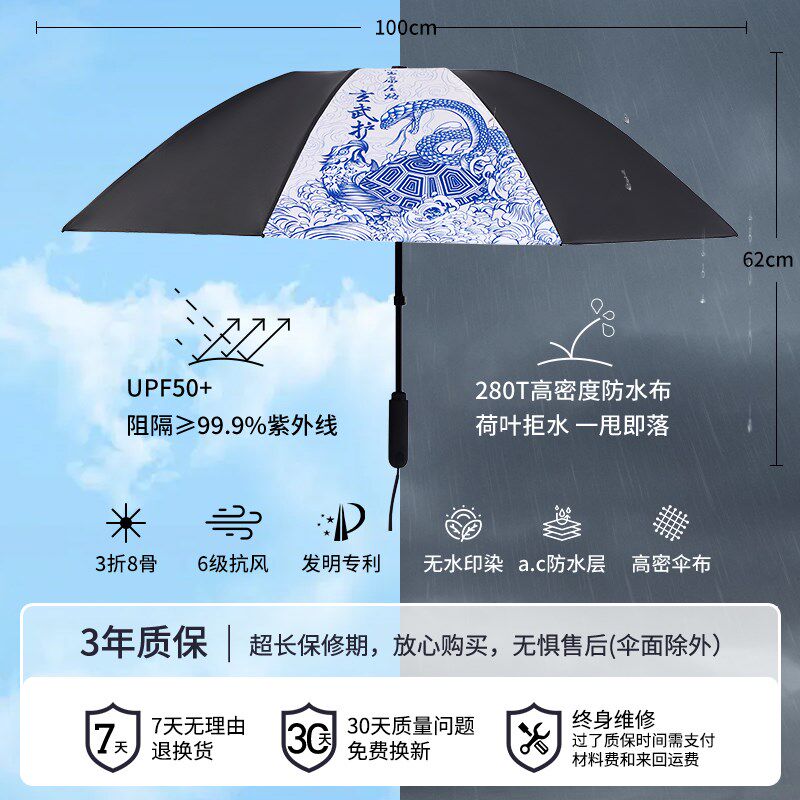 【电动反向不湿车】反向电动一键全开收自动折叠晴雨两用遮阳雨伞