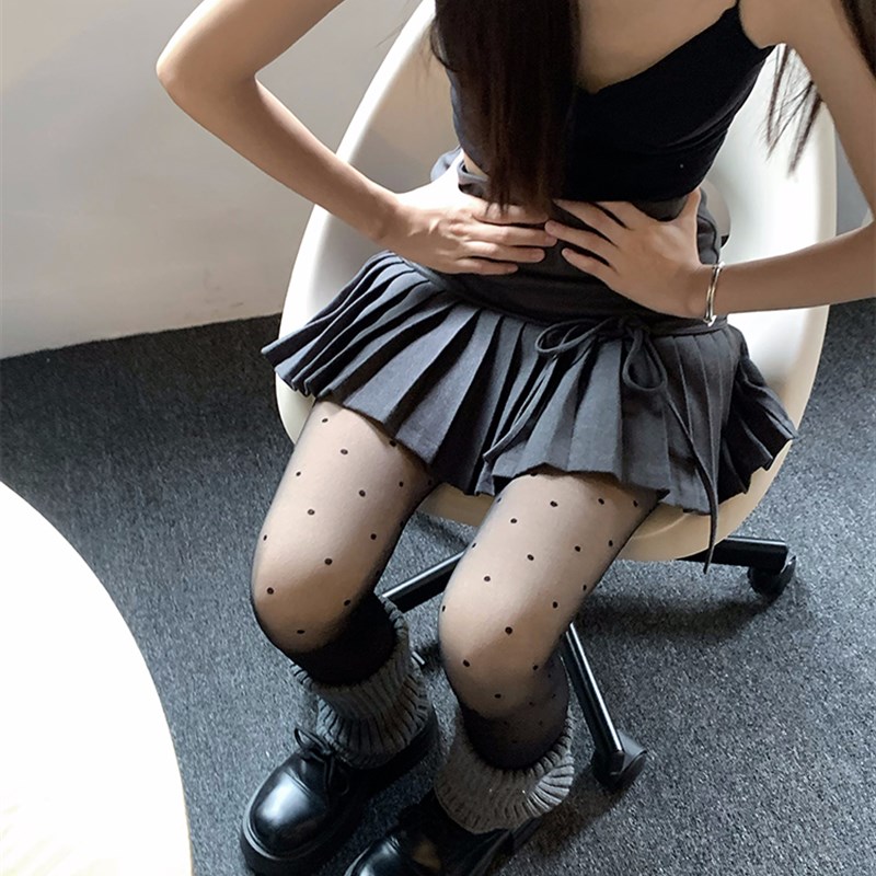 荒荒家黑色波点连脚裤袜冬季加绒保暖时尚百搭韩系弹力显瘦丝袜女