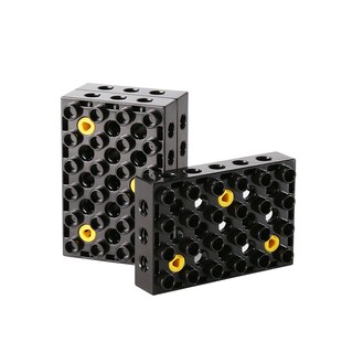 大颗粒积木配件45002百变工程套装机械齿轮4*6带孔砖24孔黑底板