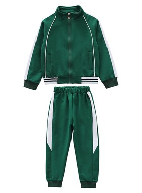 幼儿园园服春秋款小学生红色绿色校服儿童长袖班服运动风三件套装