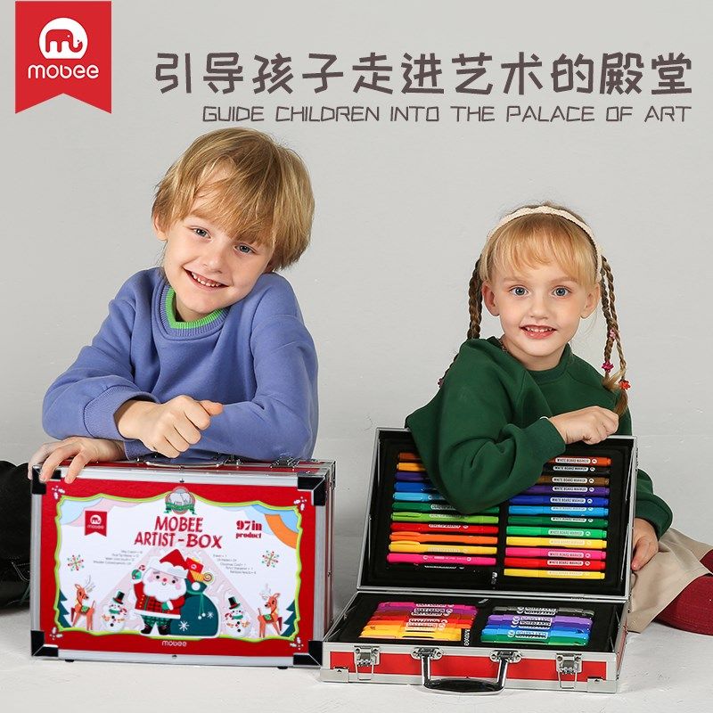 MOBEE儿童绘画笔礼盒画画工具套装圣诞学生美术画画彩笔套装生日,玩具/童车/益智/积木/模型,文具礼盒/绘画套装,淘宝优惠券,粉丝福利购,淘宝优惠卷