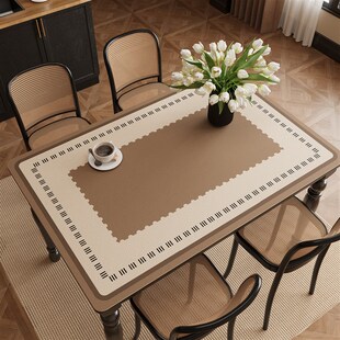 方形餐桌垫欧式高级感皮革茶几桌布防水防油防R烫免洗隔热台面垫