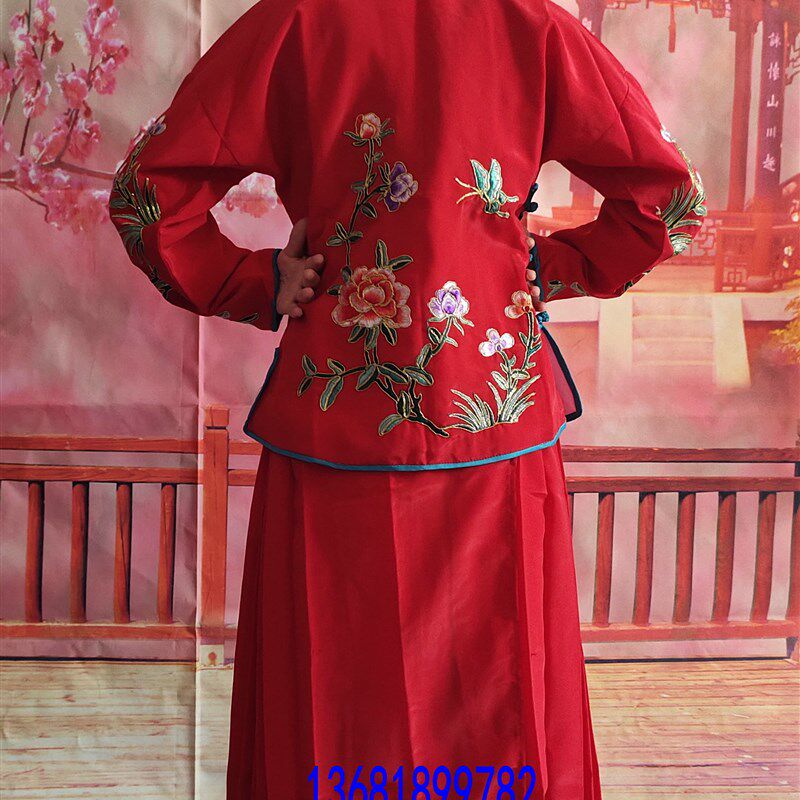 儿童戏曲表演服装豫剧抬花轿小衣包花打朝七奶奶袄裙少儿小花旦衣