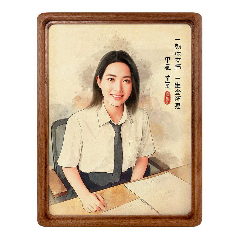 手绘画定制素描代画送老师领导退休礼物摆台真人照片人像肖像画