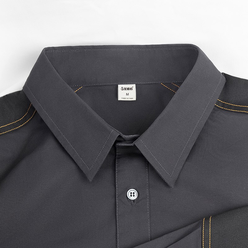户外工装长袖衬衫男休闲宽松运动春夏款工作服衬衣可订制印绣logo