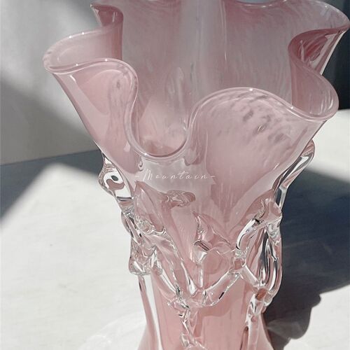 粉色花边花瓶手工白菜花瓶家居好物客厅摆件卧室摆件桌面简约花瓶