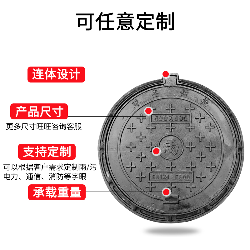 球墨铸铁下水道盖板方形排水沟盖板地沟格栅雨水X篦子水渠井盖