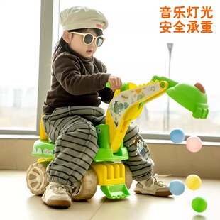 宝宝挖掘机儿童可坐人可骑挖土机溜溜车玩具车男女孩工程车