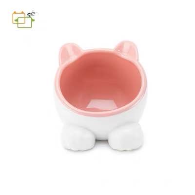 宠物陶瓷碗狗狗水碗猫食盆猫碗猫咪餐具加菲倾斜碗硅胶状防滑餐垫