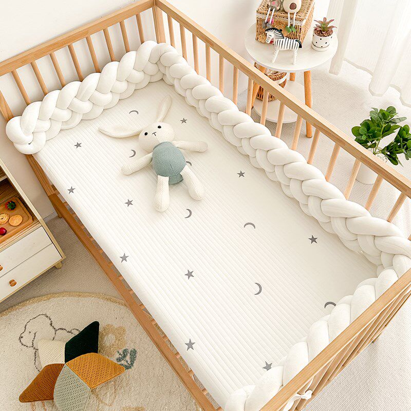 婴儿床床围麻花围栏软包新生儿装饰挡布宝宝拼接床护栏防撞条围挡