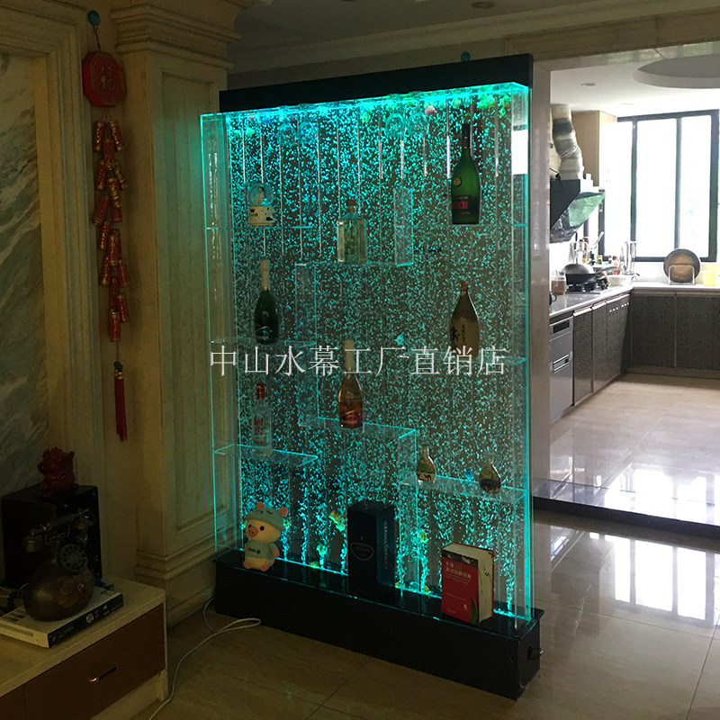 水幕墙酒柜气泡屏风鱼缸客厅隔断大型流水墙玄关亚克力加湿器定制