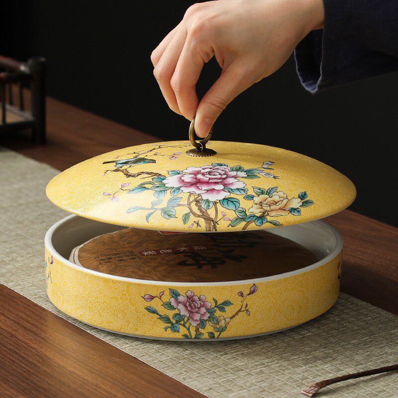 普洱茶收纳盒陶瓷茶叶罐茶叶储存罐福鼎白茶茶饼收纳盒多层茶盒