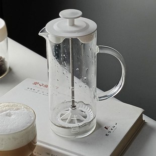 打奶泡机家用手动玻璃奶泡壶咖啡牛F奶拉花搅拌奶盖打发奶泡杯器