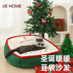 保暖毛绒可拆洗宠物沙发小型犬狗窝狗狗宠物 UEHObME圣诞猫窝冬季