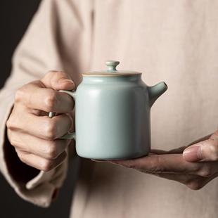天青色汝窑茶壶仿宋汝瓷泡茶器家用功夫茶具小茶壶可养开片泡茶壶