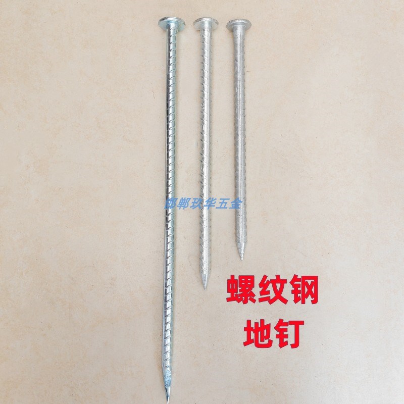16号螺纹钢地钉带帽加粗长直钉营房钉花园地桩固定灯旗桩杆广告箱