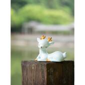 客厅和办公室装 陶瓷吉祥鹿饰品 适合家庭 饰