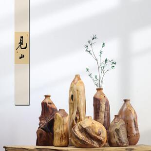 枯木禅意花插花瓶花器原木简约侘寂风ins装饰民宿客厅电视柜摆件