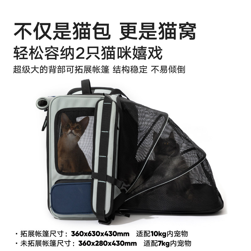 猫包外出便携大容量两只太空舱双肩包手提帆布透气装宠物狗狗背包