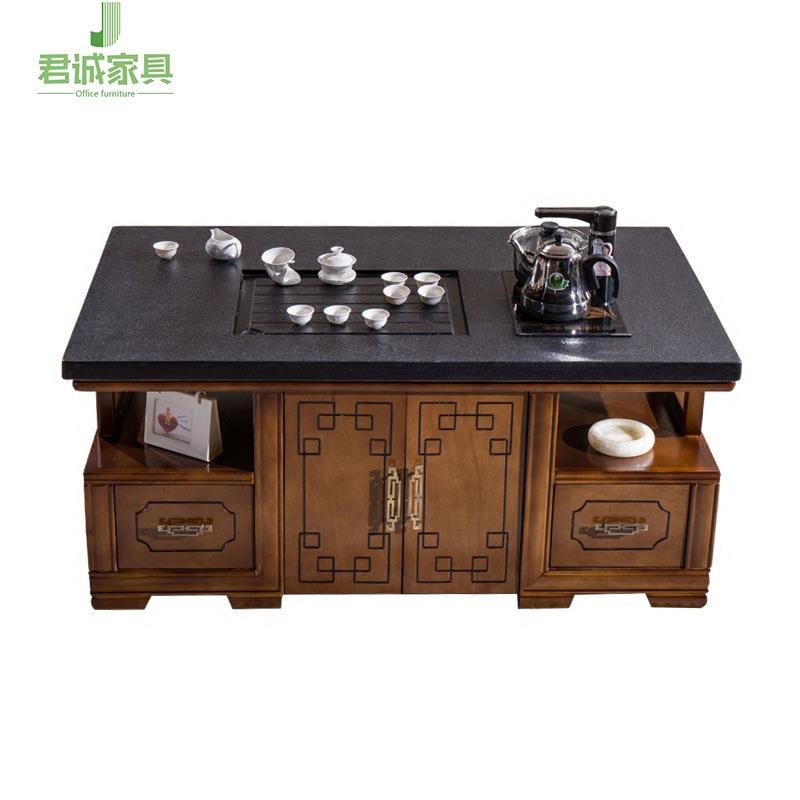 办公室茶几组合自动上水茶台实木大理石火烧石功夫茶桌整套茶几