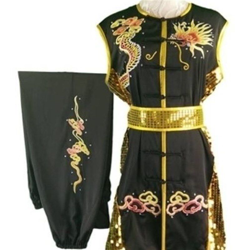 新款无袖南拳服龙刺绣长拳比赛表演服专业武术服竞赛服彩服男女款