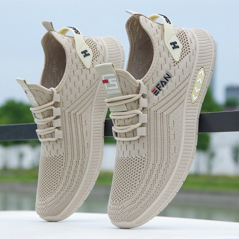 网鞋男款夏季透气一脚蹬轻便防滑软底薄款防臭百搭网面运动休闲鞋