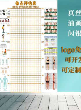 儿童体态身高评估表站姿体测网格背景墙纸幼小中青少年体测评估图