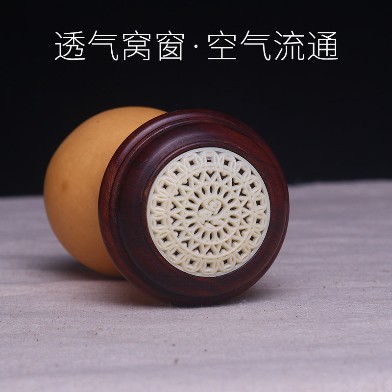葫芦摆件蝈蝈葫芦叫罐精品过冬天然手把件鸣虫竹蛉蛐蛐文玩镶口盖