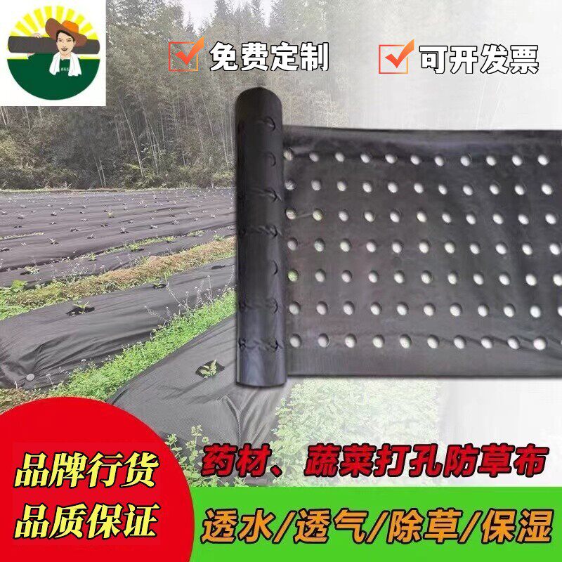打孔防草布透气透水保湿蔬菜药材种植农用除草地布可降解地膜订做