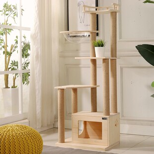 全实木大型猫爬架猫树猫窝一体猫抓柱猫咪跳台太空舱豪华别墅板梯